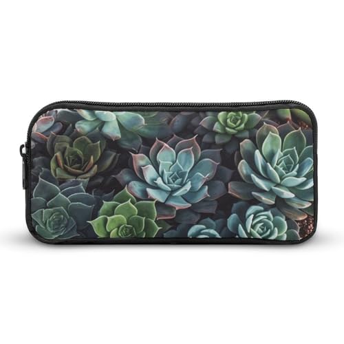 HETVBNS Federmäppchen mit Sukkulentenpflanzen, großes Fassungsvermögen, Reißverschluss-Tasche, langlebige Stiftebox, Organizer, tragbare kleine Kosmetiktasche für Büro, Reisen HETVBNS Federmäppchen mit Sukkulentenpflanzen, großes Fassungsvermögen, Reißverschluss-Tasche, langlebige Stiftebox, Organizer, tragbare kleine Kosmetiktasche für Büro, Reisen von HETVBNS