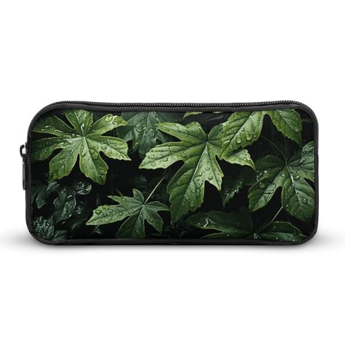 HETVBNS Federmäppchen mit grünem Blättermuster, großes Fassungsvermögen, Reißverschluss-Tasche, langlebige Stiftebox, Organizer, tragbare kleine Kosmetiktasche für Büro, Reisen HETVBNS Federmäppchen mit grünem Blättermuster, großes Fassungsvermögen, Reißverschluss-Tasche, langlebige Stiftebox, Organizer, tragbare kleine Kosmetiktasche für Büro, Reisen von HETVBNS
