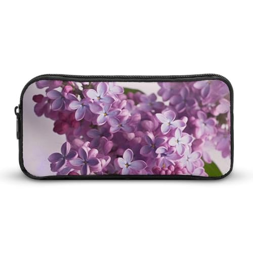 HETVBNS Federmäppchen mit lilafarbenem Blumenmuster, großes Fassungsvermögen, Reißverschluss-Tasche, strapazierfähige Stiftebox, Organizer, tragbare kleine Kosmetiktasche für Büro, Reisen von HETVBNS