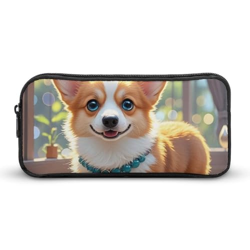 HETVBNS Federmäppchen mit niedlichem Corgi-Hunde-Illustration, großes Fassungsvermögen, Reißverschluss-Tasche, langlebige Stiftebox, Organizer, tragbare kleine Kosmetiktasche für Büro, Reisen HETVBNS Federmäppchen mit niedlichem Corgi-Hunde-Illustration, großes Fassungsvermögen, Reißverschluss-Tasche, langlebige Stiftebox, Organizer, tragbare kleine Kosmetiktasche für Büro, Reisen von HETVBNS
