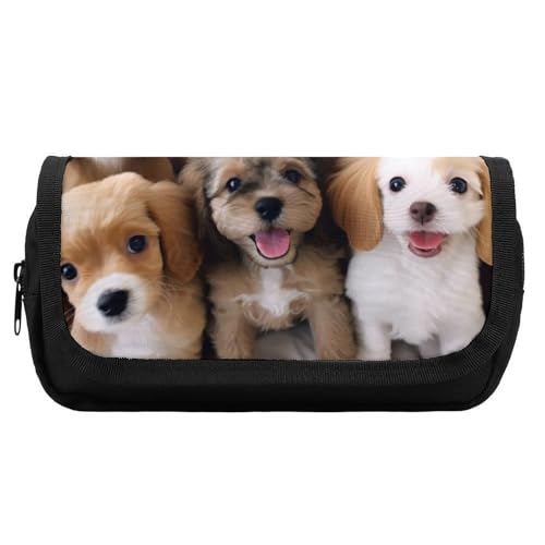 HETVBNS Federmäppchen mit niedlichem Hund, extra groß, doppellagig, mit Reißverschluss, tragbare Kosmetiktasche für Reisen, Büro, Schreibwaren, Organizer für Damen und Herren HETVBNS Federmäppchen mit niedlichem Hund, extra groß, doppellagig, mit Reißverschluss, tragbare Kosmetiktasche für Reisen, Büro, Schreibwaren, Organizer für Damen und Herren von HETVBNS