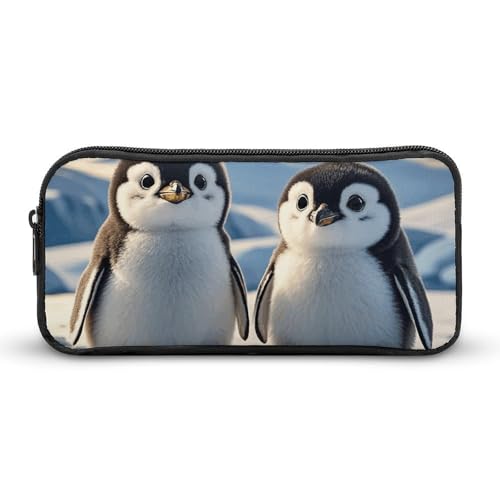 HETVBNS Federmäppchen mit niedlichem Pinguin-Design, großes Fassungsvermögen, Reißverschluss, langlebige Stiftebox, Organizer, tragbare kleine Kosmetiktasche für Büro, Reisen von HETVBNS