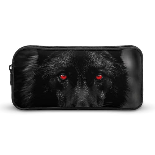 HETVBNS Federmäppchen mit schwarzen und roten Augen, Wolfsmotiv, große Kapazität, Reißverschluss, langlebige Stiftebox, Organizer, tragbare kleine Kosmetiktasche für Büro, Reisen HETVBNS Federmäppchen mit schwarzen und roten Augen, Wolfsmotiv, große Kapazität, Reißverschluss, langlebige Stiftebox, Organizer, tragbare kleine Kosmetiktasche für Büro, Reisen von HETVBNS