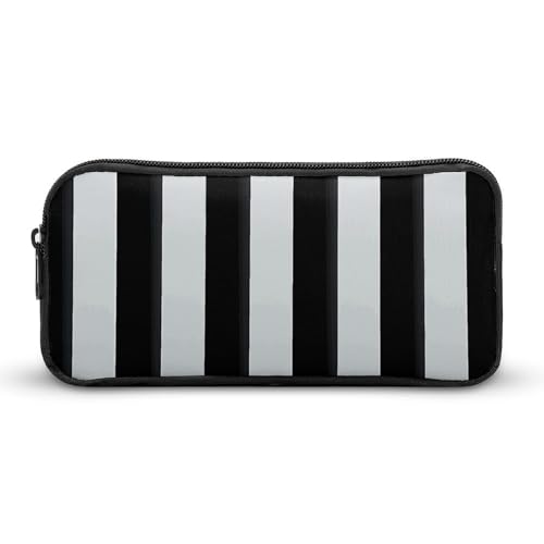 HETVBNS Federmäppchen mit schwarzen und weißen Streifen, großes Fassungsvermögen, Reißverschluss, langlebige Stiftebox, Organizer, tragbare kleine Kosmetiktasche für Büro, Reisen von HETVBNS