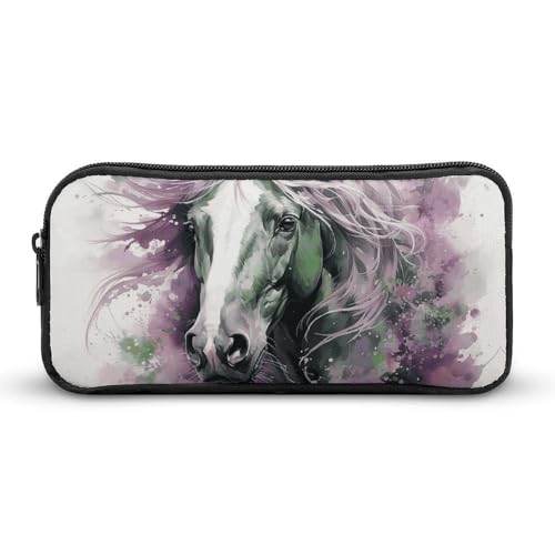 HETVBNS Green Horse Federmäppchen mit großem Fassungsvermögen, Reißverschluss, langlebige Stiftebox, Organizer, tragbare kleine Kosmetiktasche für Büro, Reisen HETVBNS Green Horse Federmäppchen mit großem Fassungsvermögen, Reißverschluss, langlebige Stiftebox, Organizer, tragbare kleine Kosmetiktasche für Büro, Reisen von HETVBNS