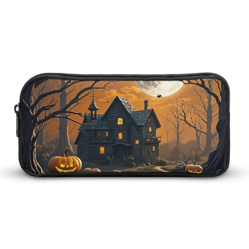 HETVBNS Gruseliges Halloween-Federmäppchen, großes Fassungsvermögen, Reißverschluss-Tasche, langlebige Stiftebox, Organizer, tragbare kleine Kosmetiktasche für Büro, Reisen von HETVBNS