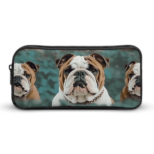 HETVBNS Lustiges Federmäppchen mit englischer Bulldogge, großes Fassungsvermögen, Reißverschluss-Tasche, langlebige Stiftebox, Organizer, tragbare kleine Kosmetiktasche für Büro, Reisen HETVBNS Lustiges Federmäppchen mit englischer Bulldogge, großes Fassungsvermögen, Reißverschluss-Tasche, langlebige Stiftebox, Organizer, tragbare kleine Kosmetiktasche für Büro, Reisen von HETVBNS