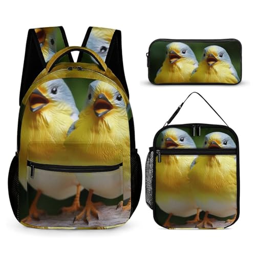 HETVBNS Lustiges Vogel-Rucksack-Set, 3-teilig, robuster Rucksack, isolierte Lunchtasche, tragbares Federmäppchen für Männer und Frauen HETVBNS Lustiges Vogel-Rucksack-Set, 3-teilig, robuster Rucksack, isolierte Lunchtasche, tragbares Federmäppchen für Männer und Frauen von HETVBNS
