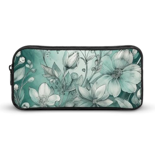HETVBNS Mintgrünes Federmäppchen mit Blumenmuster, großes Fassungsvermögen, Reißverschluss-Tasche, langlebige Stiftebox, Organizer, tragbare kleine Kosmetiktasche für Büro, Reisen HETVBNS Mintgrünes Federmäppchen mit Blumenmuster, großes Fassungsvermögen, Reißverschluss-Tasche, langlebige Stiftebox, Organizer, tragbare kleine Kosmetiktasche für Büro, Reisen von HETVBNS