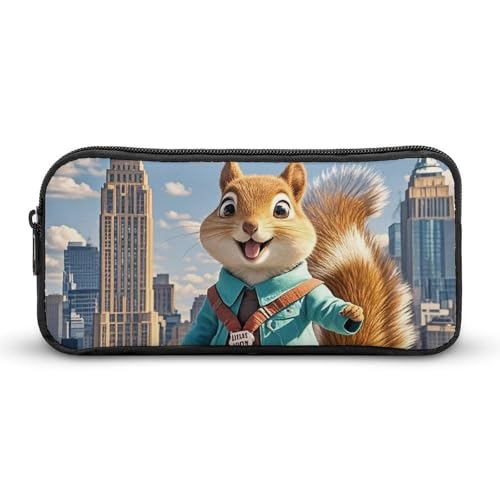 HETVBNS New York und Eichhörnchen Federmäppchen, große Kapazität, Reißverschluss, langlebige Stiftebox, Organizer, tragbare kleine Kosmetiktasche für Büro, Reisen HETVBNS New York und Eichhörnchen Federmäppchen, große Kapazität, Reißverschluss, langlebige Stiftebox, Organizer, tragbare kleine Kosmetiktasche für Büro, Reisen von HETVBNS