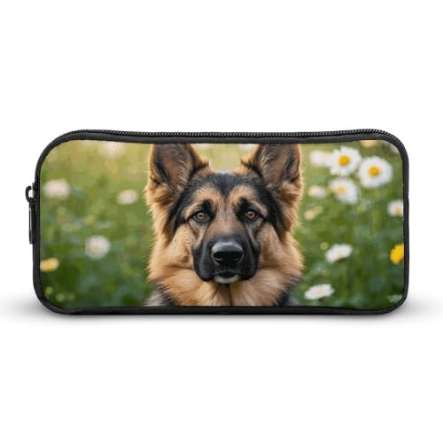 HETVBNS Niedliches Federmäppchen mit deutschem Schäferhund, großes Fassungsvermögen, Reißverschluss-Tasche, langlebige Stiftebox, Organizer, tragbare kleine Kosmetiktasche für Büro, Reisen HETVBNS Niedliches Federmäppchen mit deutschem Schäferhund, großes Fassungsvermögen, Reißverschluss-Tasche, langlebige Stiftebox, Organizer, tragbare kleine Kosmetiktasche für Büro, Reisen von HETVBNS