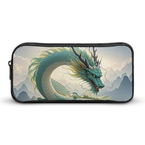 HETVBNS Qinglong Federmäppchen mit großem Fassungsvermögen und Reißverschluss, langlebige Stiftebox, Organizer, tragbare kleine Kosmetiktasche für Büro, Reisen von HETVBNS