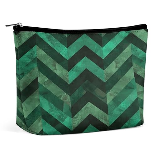 HETVBNS Reise-Make-up-Tasche, tragbare Kosmetiktasche für Damen, mit smaragdgrünem Make-up-Tasche, Organizer mit Reißverschluss, wasserdicht, offen, flach, Kulturbeutel, niedliche Make-up-Tasche für von HETVBNS
