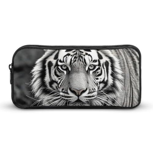 HETVBNS Schwarzes und weißes Tiger-Federmäppchen, großes Fassungsvermögen, Reißverschlusstasche, langlebige Stiftebox, Organizer, tragbare kleine Kosmetiktasche für Büro, Reisen HETVBNS Schwarzes und weißes Tiger-Federmäppchen, großes Fassungsvermögen, Reißverschlusstasche, langlebige Stiftebox, Organizer, tragbare kleine Kosmetiktasche für Büro, Reisen von HETVBNS