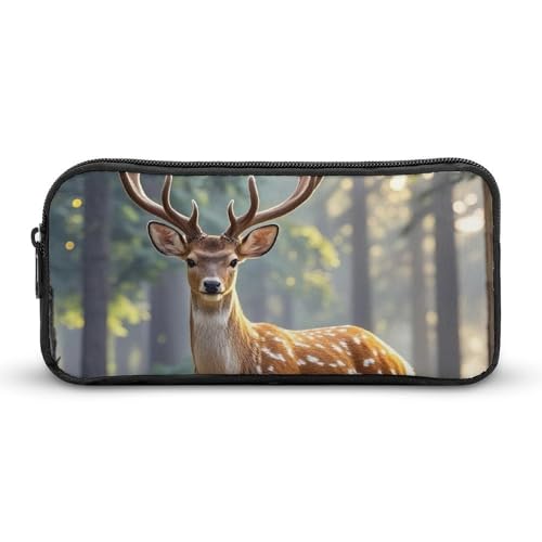 HETVBNS Sika Hirsch-Federmäppchen, großes Fassungsvermögen, Reißverschluss-Tasche, langlebige Stiftebox, Organizer, tragbare kleine Kosmetiktasche für Büro, Reisen von HETVBNS