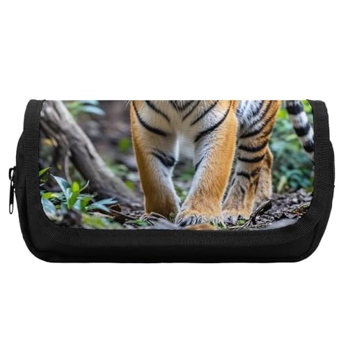 HETVBNS Tiger Federmäppchen, extra groß, doppellagig, mit Reißverschluss, tragbare Kosmetiktasche für Reisen, Büro, Schreibwaren, Organizer für Damen und Herren HETVBNS Tiger Federmäppchen, extra groß, doppellagig, mit Reißverschluss, tragbare Kosmetiktasche für Reisen, Büro, Schreibwaren, Organizer für Damen und Herren von HETVBNS