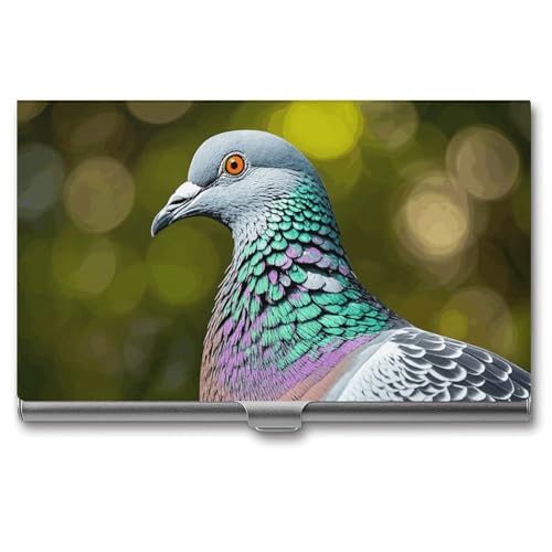 HETVBNS Visitenkartenetui Metall Visitenkartenetui Grau Taube Professioneller Kartenorganizer Kreditträger Slim Namenskartenhalter Ausweishülle für Männer oder Frauen, Graue Taube, 3.7 × 2.2 × 0.3 von HETVBNS