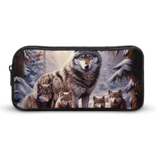 HETVBNS Wolfs-Familien-Federmäppchen, großes Fassungsvermögen, Reißverschluss-Tasche, langlebige Stiftebox, Organizer, tragbare kleine Kosmetiktasche für Büro, Reisen HETVBNS Wolfs-Familien-Federmäppchen, großes Fassungsvermögen, Reißverschluss-Tasche, langlebige Stiftebox, Organizer, tragbare kleine Kosmetiktasche für Büro, Reisen von HETVBNS