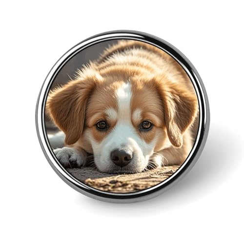 Lazy Dog Puppy Round Badge for Men Women, Durable & Stylish Lapel Pins, Lightweight Metal Badges for Shirts, Jackets, Hats von HETVBNS
