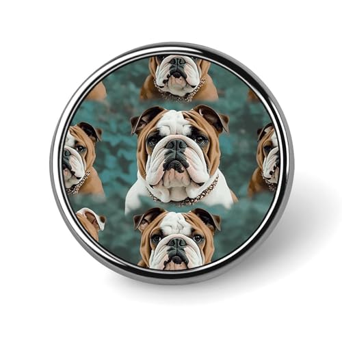 Lustiges rundes Abzeichen der englischen Bulldogge für Männer und Frauen, langlebige und stilvolle Anstecknadeln, leichte Metallabzeichen für Hemden, Jacken, Hüte von HETVBNS