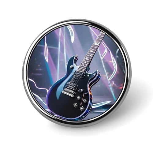 Magische E-Gitarre Musik Runde Abzeichen für Männer Frauen, langlebige und stilvolle Anstecknadeln, leichte Metallabzeichen für Hemden, Jacken, Hüte von HETVBNS