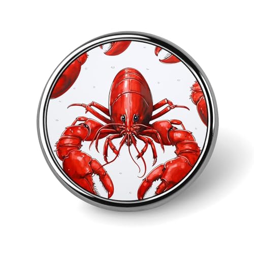 Roter Hummer-Druck, rundes Abzeichen für Männer und Frauen, langlebige und stilvolle Anstecknadeln, leichte Metallabzeichen für Hemden, Jacken, Hüte von HETVBNS