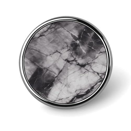 Runde Anstecknadel aus hellem schwarzem Marmor, für Männer und Frauen, langlebige und stilvolle Anstecknadeln, leichte Metallabzeichen für Hemden, Jacken, Hüte von HETVBNS