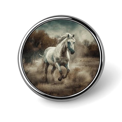 Rundes Abzeichen "Pferd läuft im Feld" für Männer und Frauen, langlebige und stilvolle Anstecknadeln, leichte Metallabzeichen für Hemden, Jacken, Hüte von HETVBNS
