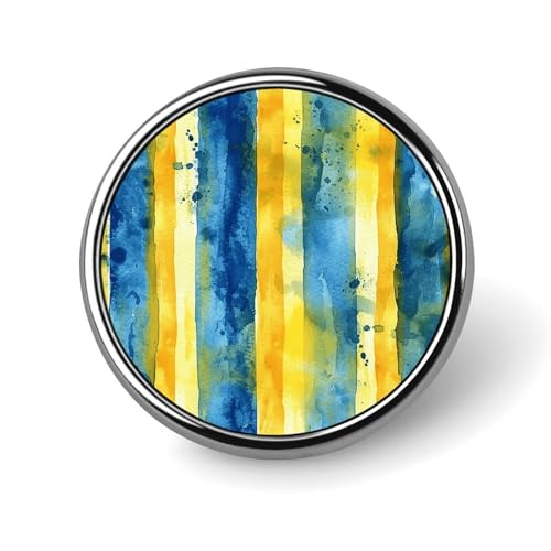 Rundes Abzeichen mit gelbem und blauem Muster für Männer und Frauen, langlebige und stilvolle Anstecknadeln, leichte Metallabzeichen für Hemden, Jacken, Hüte von HETVBNS