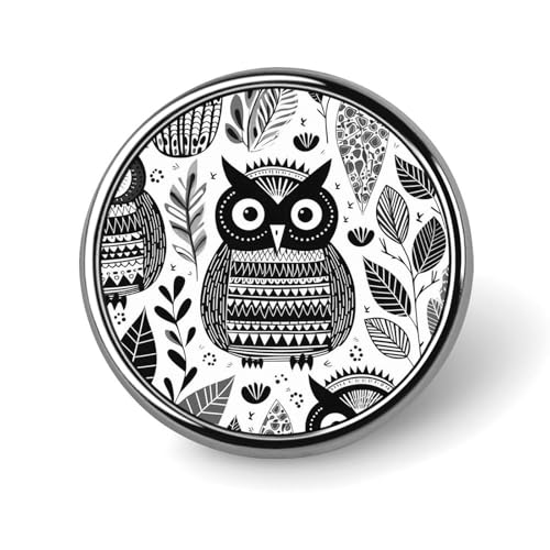 Schwarze und weiße Eule, rundes Abzeichen für Männer und Frauen, langlebige und stilvolle Anstecknadeln, leichte Metallabzeichen für Hemden, Jacken, Hüte Schwarze und weiße Eule, rundes Abzeichen für Männer und Frauen, langlebige und stilvolle Anstecknadeln, leichte Metallabzeichen für Hemden, Jacken, Hüte von HETVBNS