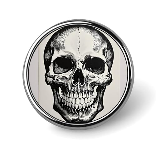 Schwarzes Totenkopf-Muster, rundes Abzeichen für Männer und Frauen, langlebige und stilvolle Anstecknadeln, leichte Metallabzeichen für Hemden, Jacken, Hüte von HETVBNS