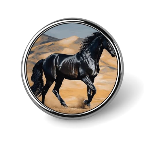 Schwarzes arabisches Pferd, rundes Abzeichen für Männer und Frauen, langlebige und stilvolle Anstecknadeln, leichte Metallabzeichen für Hemden, Jacken, Hüte Schwarzes arabisches Pferd, rundes Abzeichen für Männer und Frauen, langlebige und stilvolle Anstecknadeln, leichte Metallabzeichen für Hemden, Jacken, Hüte von HETVBNS