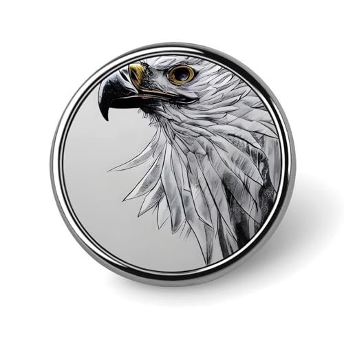 Sketching An Eagle Round Badge for Men Women, Durable & Stylish Revers Pins, Lightweight Metal Badges for Shirts, Jackets, Hats von HETVBNS