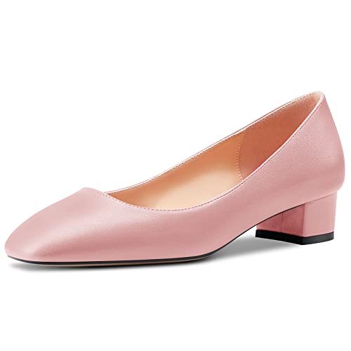 HEUIVZAR Damen Absatz Heel Pumps Eckige Zehenkappe Kitten Niedrige Blockabsatz Chunky Absatz Heel Slip-on Wildleder Dress Schuhe Bräutigam Urlaub Violett 3.5 cm 38 EU von HEUIVZAR