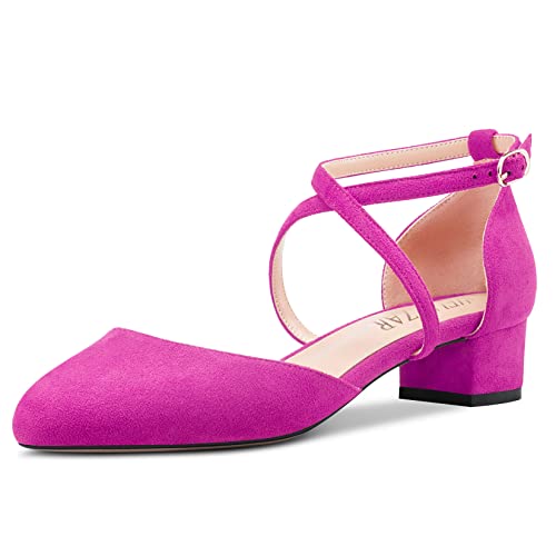 HEUIVZAR Damen Absatz Heel Pumps Runde Zehenkappe Kitten Niedrige Blockabsatz Chunky Absatz Heel Querträger Knöchelriemen Sandalen Wildleder Dress Schuhe Violett 3.5 cm 38 EU HEUIVZAR Damen Absatz Heel Pumps Runde Zehenkappe Kitten Niedrige Blockabsatz Chunky Absatz Heel Querträger Knöchelriemen Sandalen Wildleder Dress Schuhe Violett 3.5 cm 38 EU von HEUIVZAR