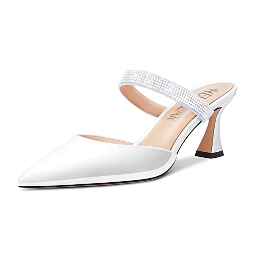 HEUIVZAR Damen Chunky Blockabsatz Mittlerem Absatz Heel Spitze Zehenkappe Sandalen Slingback Slip-on Diamant Kristall Party Dress 6.5 CM Heels Weiß 41 EU HEUIVZAR Damen Chunky Blockabsatz Mittlerem Absatz Heel Spitze Zehenkappe Sandalen Slingback Slip-on Diamant Kristall Party Dress 6.5 CM Heels Weiß 41 EU von HEUIVZAR