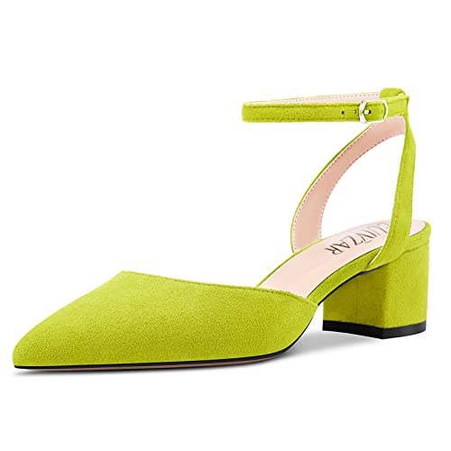 HEUIVZAR Damen Dress Schuhe Sandalen Spitze Zehenkappe Niedrige Absatz Heel Pumps Wildleder Blockabsatz Chunky Absatz Heel Hochzeit Limonengrün 5 cm 39 EU HEUIVZAR Damen Dress Schuhe Sandalen Spitze Zehenkappe Niedrige Absatz Heel Pumps Wildleder Blockabsatz Chunky Absatz Heel Hochzeit Limonengrün 5 cm 39 EU von HEUIVZAR
