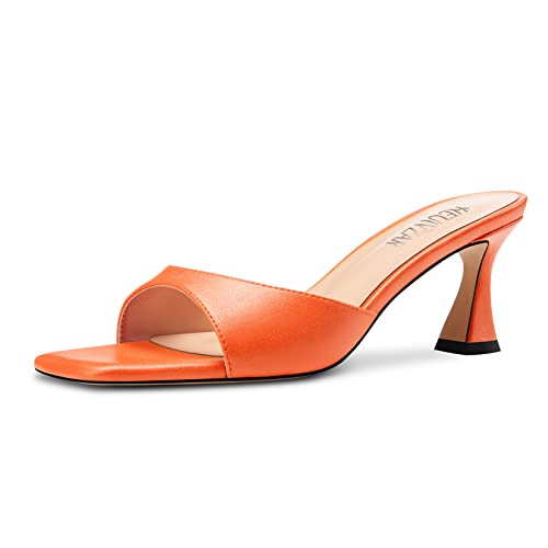 HEUIVZAR Damen Mittlerem Kitten Absatz Heel Peep Open Eckige Zehenkappe Pantoletten Schuhe Slip-on Büroschuhe Party Cute 6.5 CM Heels Orange 39 EU HEUIVZAR Damen Mittlerem Kitten Absatz Heel Peep Open Eckige Zehenkappe Pantoletten Schuhe Slip-on Büroschuhe Party Cute 6.5 CM Heels Orange 39 EU von HEUIVZAR