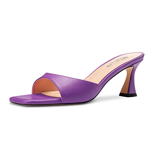 HEUIVZAR Damen Mittlerem Kitten Absatz Heel Peep Open Eckige Zehenkappe Pantoletten Schuhe Slip-on Büroschuhe Party Cute 6.5 CM Heels Violett 43 EU HEUIVZAR Damen Mittlerem Kitten Absatz Heel Peep Open Eckige Zehenkappe Pantoletten Schuhe Slip-on Büroschuhe Party Cute 6.5 CM Heels Violett 43 EU von HEUIVZAR