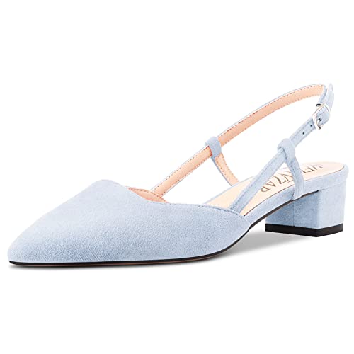 HEUIVZAR Damen Pumps Slingback Kitten Niedrige Blockabsatz Chunky Absatz Heel Spitze Zehenkappe Knöchelriemen Sandalen Wildleder Dress Schuhe Urlaub Cute Shopping Himmelblau 3.5 cm 42 EU HEUIVZAR Damen Pumps Slingback Kitten Niedrige Blockabsatz Chunky Absatz Heel Spitze Zehenkappe Knöchelriemen Sandalen Wildleder Dress Schuhe Urlaub Cute Shopping Himmelblau 3.5 cm 42 EU von HEUIVZAR