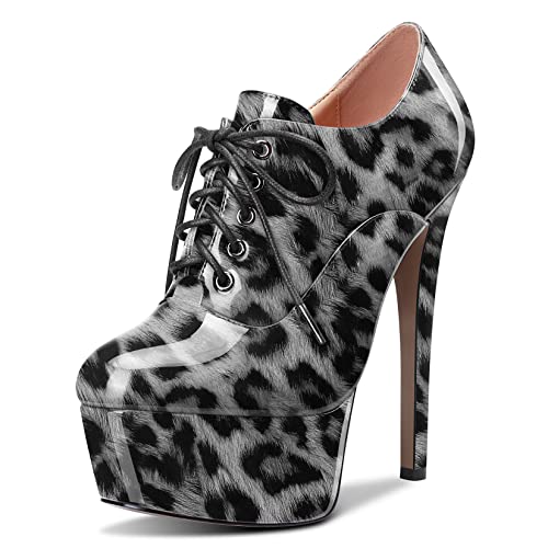 HEUIVZAR Damen Stiefeletten Hoher High Stiletto Absatz Heel Geschlossene Zehenkappe Lackleder Schnüren Schnürung Schuhe Multicolore 12 15 CM 41 EU HEUIVZAR Damen Stiefeletten Hoher High Stiletto Absatz Heel Geschlossene Zehenkappe Lackleder Schnüren Schnürung Schuhe Multicolore 12 15 CM 41 EU von HEUIVZAR