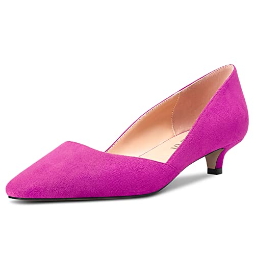 HEUIVZAR Pumps für Damen Eckige Zehenkappe Niedrige Kitten Absatz Heel Slip-on Wildleder Casual Komfort Dress Schuhe Violett 3.5 cm 43 EU von HEUIVZAR