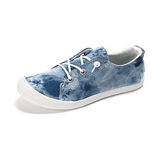 HEVA Damen Canvas Slip-On Sneakers Mode Casual Canvas Schuhe Bequeme Wanderschuhe(3UK 36EU, Gewaschener Denim) von HEVA