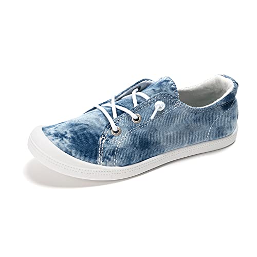 HEVA Damen Canvas Slip-On Sneakers Mode Casual Canvas Schuhe Bequeme Wanderschuhe(6UK 39EU, Gewaschener Denim) von HEVA