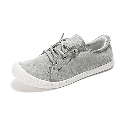 HEVA Damen Canvas Slip-On Sneakers Mode Casual Canvas Schuhe Bequeme Wanderschuhe(4UK 37EU, Grau) von HEVA