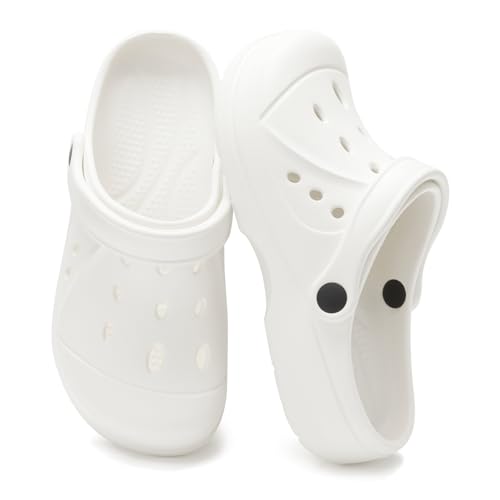 HEVA Damen Garten-Clogs Atmungsaktiv Strand Slip On Hausschuhe Casual Sommer Leicht Schnell Trocknend Wassersandalen, Weiss/opulenter Garten, 36 EU von HEVA