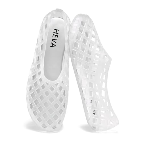 HEVA Damen Jelly Mesh Flats Atmungsaktiv Klar Hohlschuhe Sommer Strand Gelees Ballettsandalen, Transparent B, 37.5 EU von HEVA