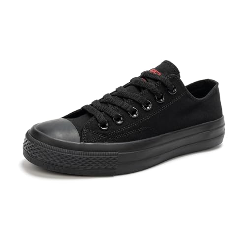 HEVA Damen Klassische Schnürschuhe Canvas Schuhe Freizeitschuhe(4UK 37EU,ALLE Schwarz) von HEVA