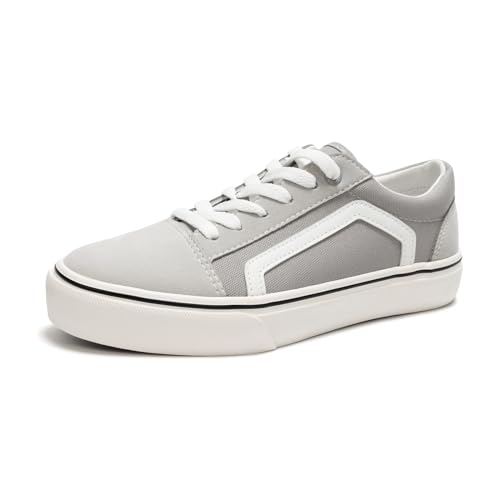 HEVA Damen Klassische Segeltuchschuhe Bequeme Turnschuhe Herren Schnürschuh Trainer Freizeitschuhe(3UK 36EU,Niedrig Grau) von HEVA