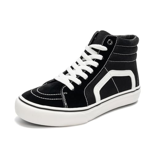 HEVA Damen Klassische Segeltuchschuhe Bequeme Turnschuhe Herren Schnürschuh Trainer Freizeitschuhe(4UK 37EU,hoch Schwarz) von HEVA